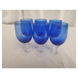 6 blue small glasses