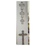 Estate Lot of Pewter & Ceramic Crosses