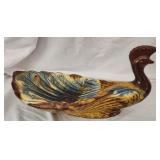 Beautiful pottery peacock dish