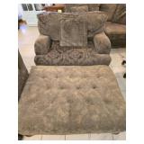 Green Upholstered Oversized Chair & Ottoman