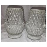 Pair of glass candle holders with shades