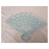 Blue glass fan style trinket dish