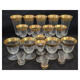 18 pcs Gold Rim Russian Stemmed Glasses
