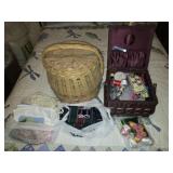 Estate Lot of Misc Baskets of Sewing Items