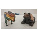 Decorative bull and frog decor