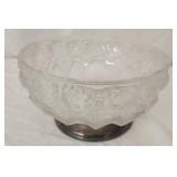 Frosted glass silver plated footed bowl