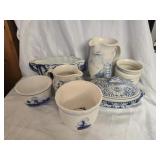Estate lot of blue and white porcelain pieces