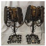 Pair of metal medieval style lamps