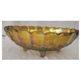 Carnival glass footed bowl