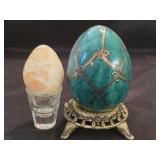 Lot of 2 Ceramic & Marble Style Decorative Eggs