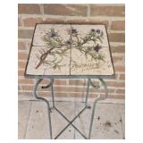 Small Decorative Tile Top Plant Stand Table