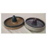 2 handmade pottery style glass rimmers