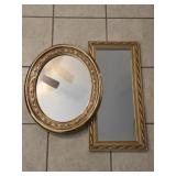Lot of 2 Gold Framed Decorative Mirrors