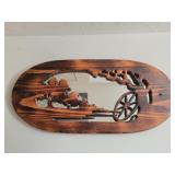 Wood Framed Oval Shaped Mirrored Decor
