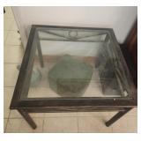 Glass and metal side table