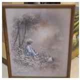 Framed Little Boy Fishing Print