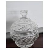 Heavy Crystal Swirl Pattern Jar W Lid