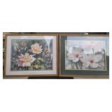 Lot of 2 framed floral prints by Peggy Thatch