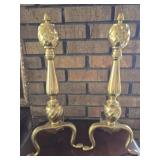 Pair of brass fireplace fire dogs