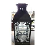 Metal and glass lantern style candle holder