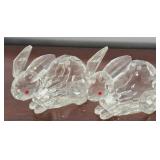 Pair of Heavy Crystal Bunnies with Red Eyes