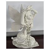 White Heavy Wood Carved Fairy