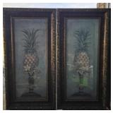 Pair of framed pineapple pictures