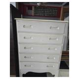5 drawer white wood chest of drawers
