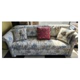 Blue and tan sleeper sofa