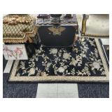 Large black floral rug RUG ONLY