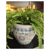 Porcelain pot with faux plant