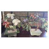 Pair of glass flower bonsai style decorative