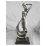 Silver color statue of a woman