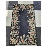 Black floral style decorative rug