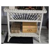 White Wicker Decorative Accent Table