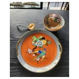 3 pieces of oriental plate bowl and spoon