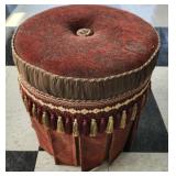 Round red decorative ottoman