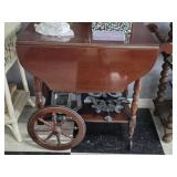 Vintage Wooden Drop Leaf Tea Cart