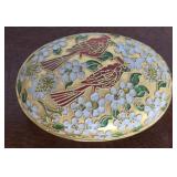 Small Decorative Red Cardinal Dish with Lid