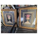 Pair of Framed Prints of Victorian Style Vases