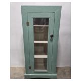 Vintage painted green windowed cabinet