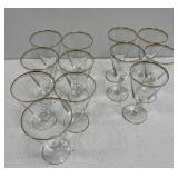 2 styles of gold trimmed stem glasses
