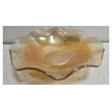 Carnival glass ruffled edge bowl
