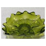 Vintage green glass candy dish