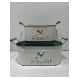 2 galvanized storage buckets with handles