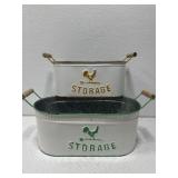 2 galvanized storage bins with handles