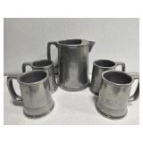 Set of 5 Carson metal pitcher and cups
