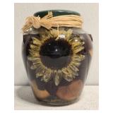 Glass Jar with Vinegar Fruit & Sunflower