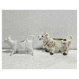 Pair of Vintage Ceramic Cow Creamer Dishes