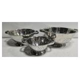 Set of 3 stainless steel strainers
